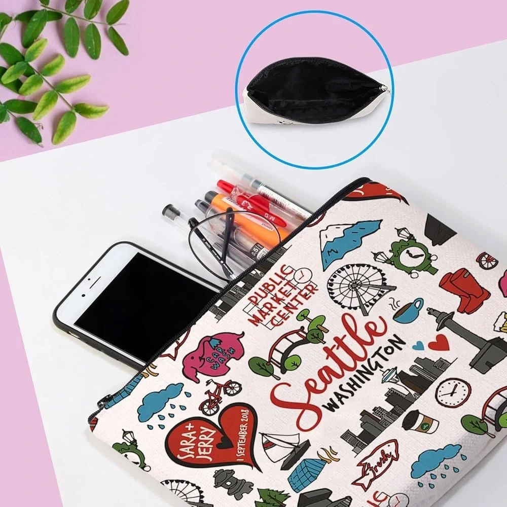 GJTIM women’s Seattle Washington Graphic Makeup Bag